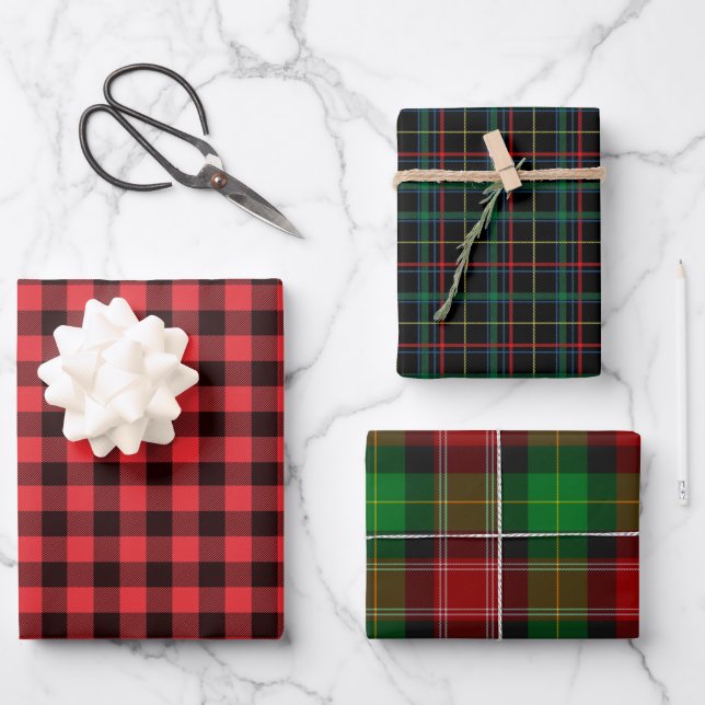 Christmas Scottish tartan buffalo plaid flannel Wrapping Paper Sheet (Front)