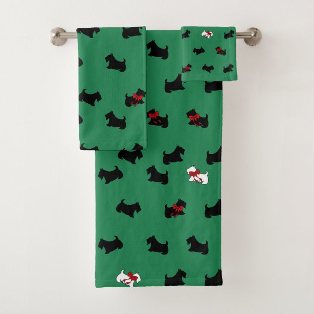 Christmas Scottish Terrier Bathroom Towel Set  (Insitu)