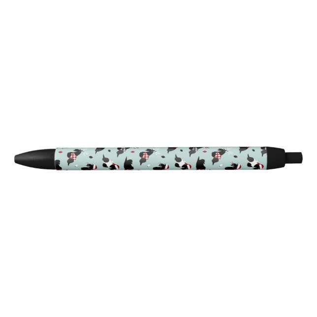 Christmas Scottish Terrier Blue Black Ink Pen (Front)