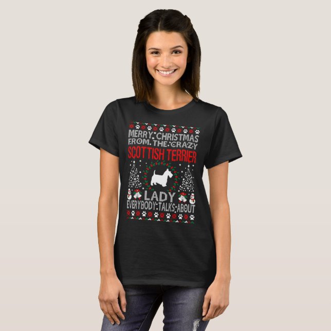 Christmas Scottish Terrier Dog Lady Ugly Sweater (Front Full)