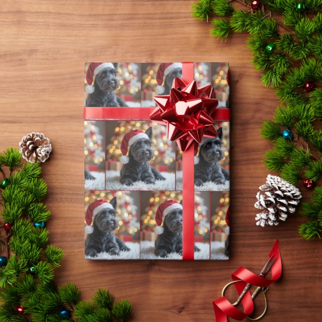 Christmas Scottish Terrier On Fur Wrapping Paper (Holiday Gift)