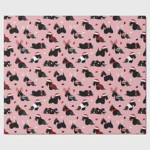 Christmas Scottish Terrier Pink Wrapping Paper