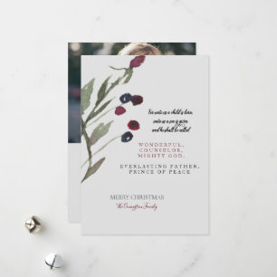 Christmas Scripture Christian Photo Berries Holiday Card