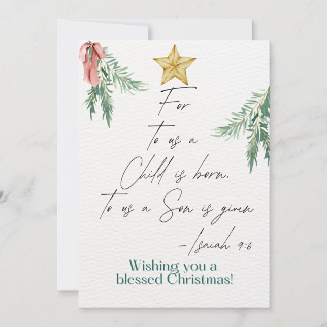 Christmas Scripture Greeting Card Isaiah 9:6  (Front)