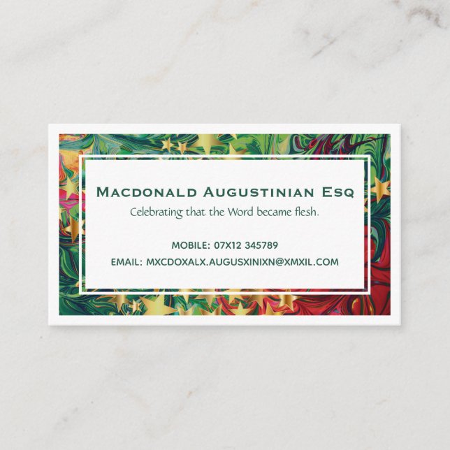 CHRISTMAS Scripture Personalised Evangelistic Business Card (Front)