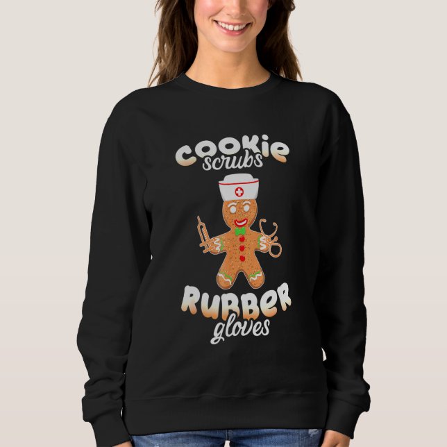 Christmas Scrub Top Gingerbread Cookie Scrubs Rubb (Front)