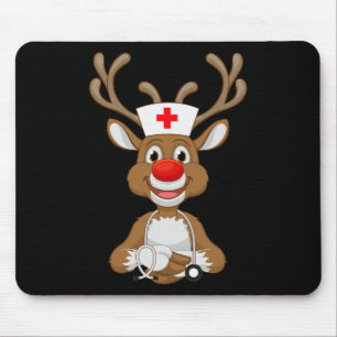 Christmas Scrub Top Reindeer Scrubs Rubber Gloves Mouse Mat