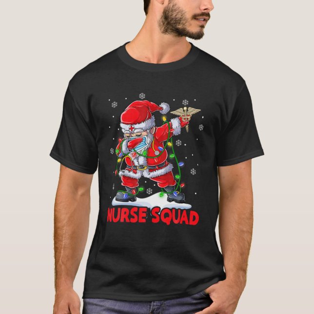 Christmas Scrub Tops Funny Dabbing Santa Scrubs Nu (Front)