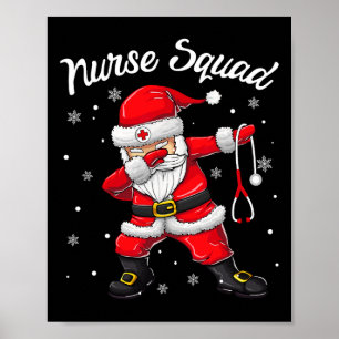 Christmas Scrub Tops Women Dabbing Santa Scrubs Nu Poster