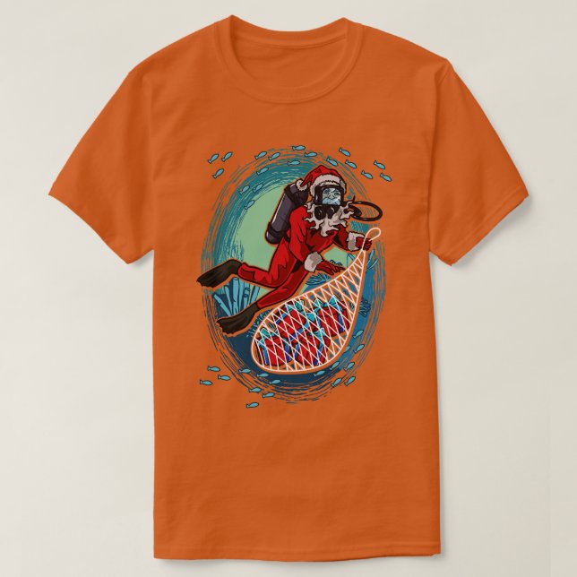 Christmas Scuba Diver Santa Claus T-Shirt (Design Front)