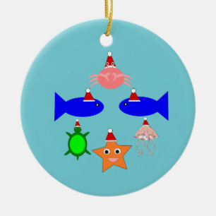Christmas Sea Creatures Ceramic Tree Decoration