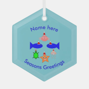 Christmas Sea Creatures Custom Glass Tree Decoration