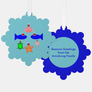 Christmas Sea Creatures Custom Tree Decoration Card