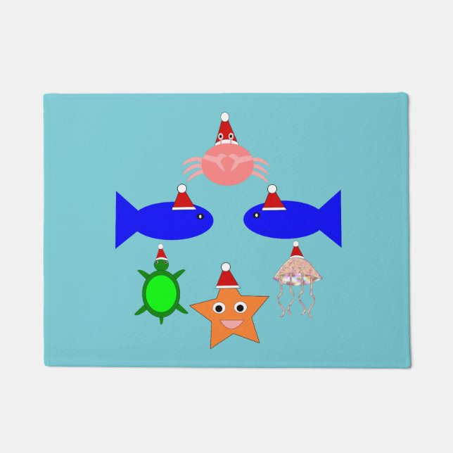 Christmas Sea Creatures Doormat (Front)