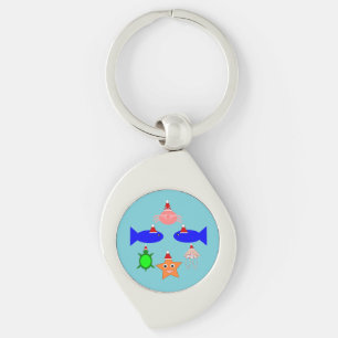 Christmas Sea Creatures Key Ring