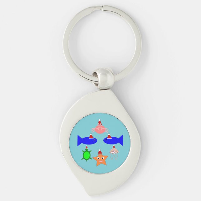 Christmas Sea Creatures Key Ring (Front)