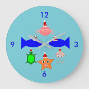 Christmas Sea Creatures Large Clock