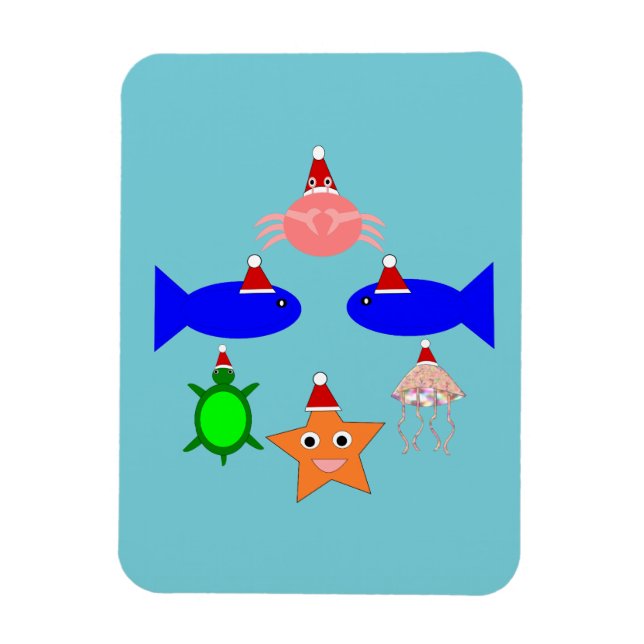 Christmas Sea Creatures Magnet (Vertical)