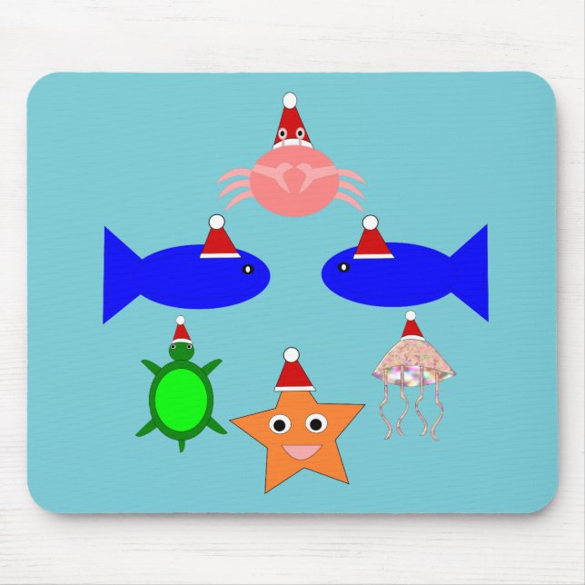 Christmas Sea Creatures Mouse Mat (Front)