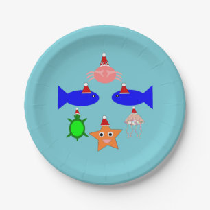 Christmas Sea Creatures Paper Plate
