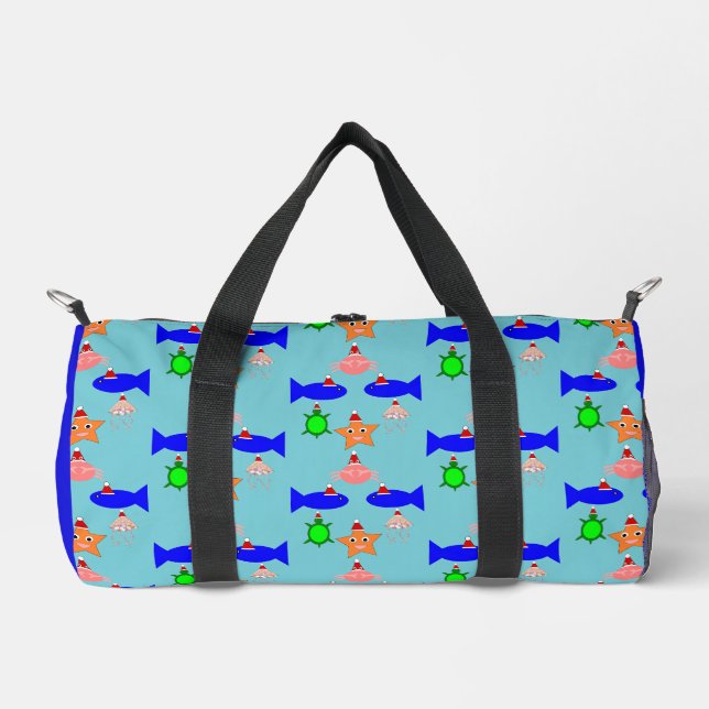 Christmas Sea Creatures Patterned Duffle Bag (Front)