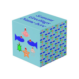 Christmas Sea Creatures Personalised Cube