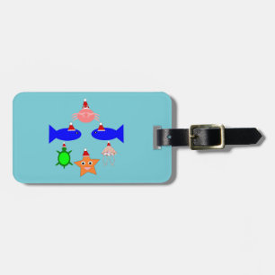 Christmas Sea Creatures Personalised Luggage Tag