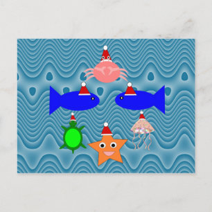 Christmas Sea Creatures Postcard