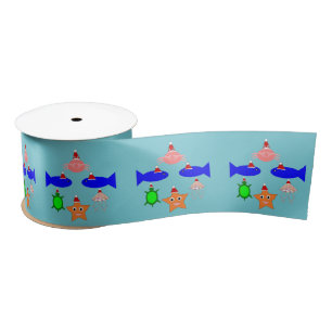 Christmas Sea Creatures Satin Ribbon
