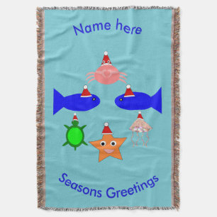 Christmas Sea Creatures Throw Blanket