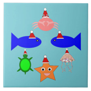 Christmas Sea Creatures Tile