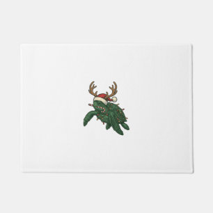 Christmas Sea Turtle Reindeer Vintage Engraving De Doormat