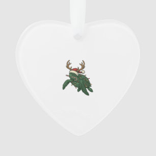 Christmas Sea Turtle Reindeer Vintage Engraving De Ornament