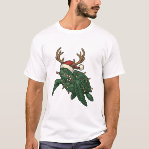 Christmas Sea Turtle Reindeer Vintage Engraving De T-Shirt