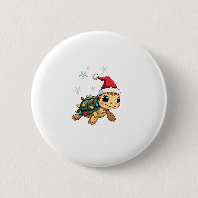 Christmas Sea Turtle Santa Xmas Men Women Boys Gir 6 Cm Round Badge (Front)