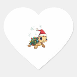 Christmas Sea Turtle Santa Xmas Men Women Boys Gir Heart Sticker