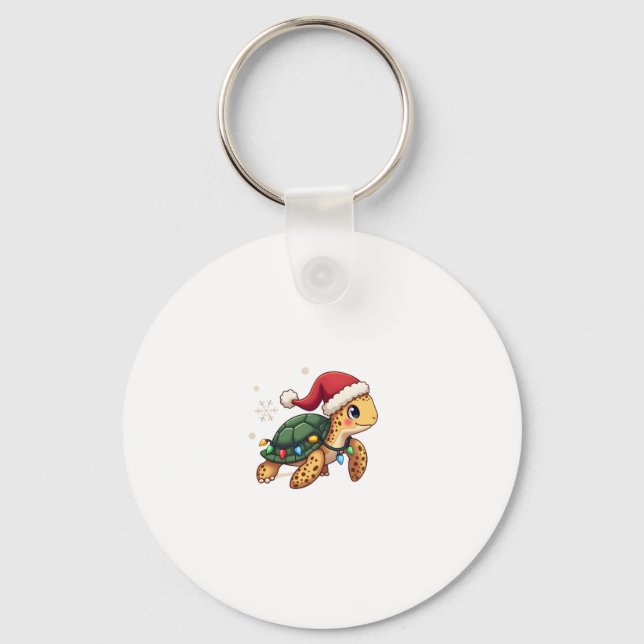 Christmas Sea Turtle Santa Xmas Men Women Boys Gir Key Ring (Front)