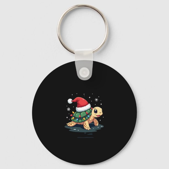 Christmas Sea Turtle Santa Xmas Men Women Boys Gir Key Ring (Front)