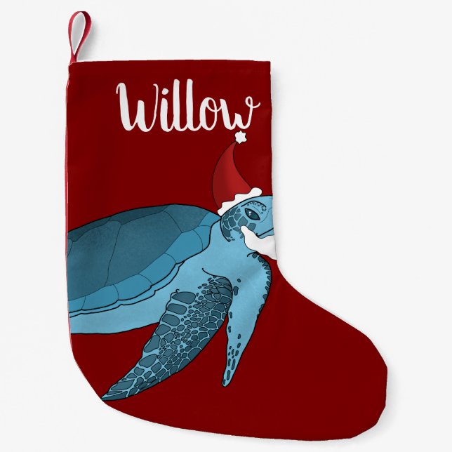 Christmas Sea Turtle Small Christmas Stocking (Front)