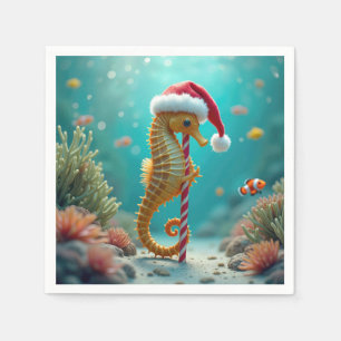 Christmas Seahorse With Candy Cane Napkin