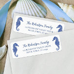 Christmas Seahorses Navy Glitter Return Address<br><div class="desc">These white and navy blue coastal Christmas themed return address labels feature a glitter seahorse on each side of the name and address. Check out the collection for matching products and other colorways,  or message me through Zazzle Chat if you need a special matching product.</div>