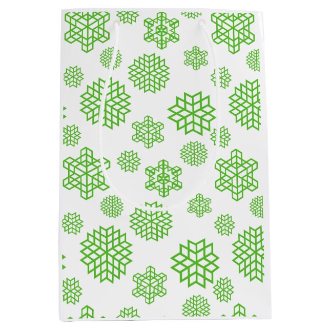 Christmas Seamless Green Snowflakes  Medium Gift Bag (Front)