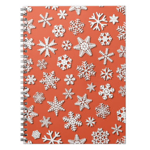 Christmas seamless pattern of snowflakes with shad notebook