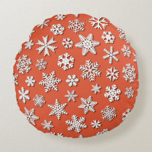 Christmas seamless pattern of snowflakes with shad round cushion