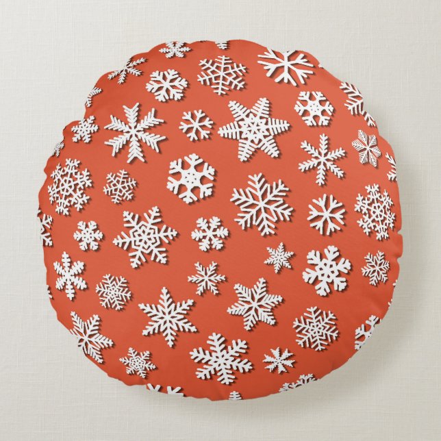 Christmas seamless pattern of snowflakes with shad round cushion (Front)