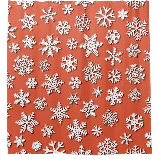 Christmas seamless pattern of snowflakes with shad shower curtain (Front)