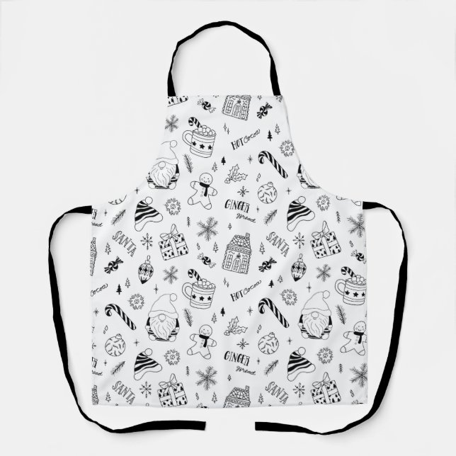Christmas seamless pattern outline  apron (Front)