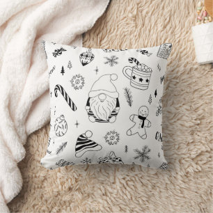 Christmas seamless pattern outline cushion