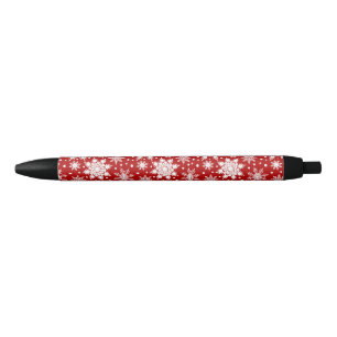 Christmas Seamless Pattern Snowflakes Black Ink Pen