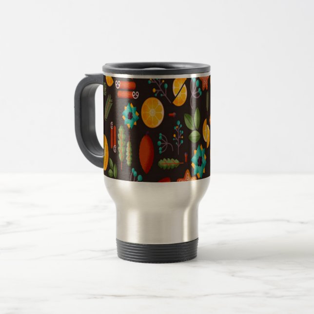 christmas seamless pattern travel mug (Front Left)